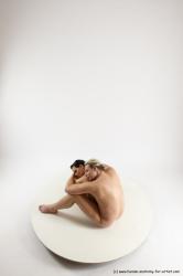 Nude Woman - Man White Sitting poses - simple Slim Long Blond Sitting poses - ALL Multi angles poses Realistic